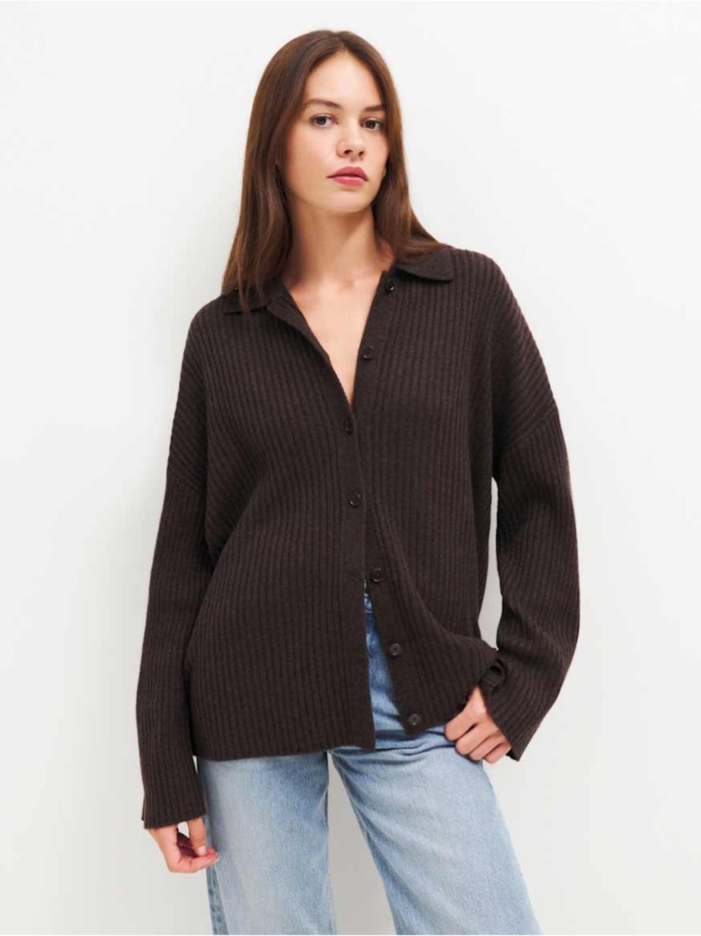 Reformation Fantino Cashmere Collared Cardigan - Picture 2 of 7